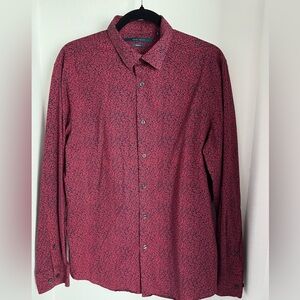 Perry Ellis Men's Red and Black Patterned Shirt